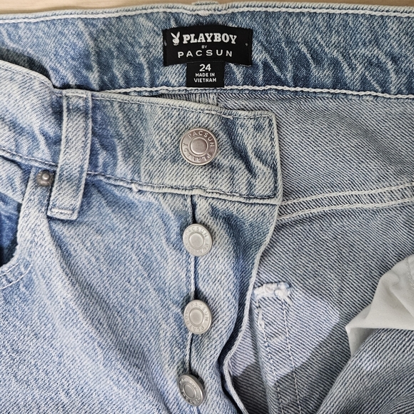 Playboy By PacSun Eco Super Distressed High Waisted Baggy Jeans size 24 - Picture 12 of 14